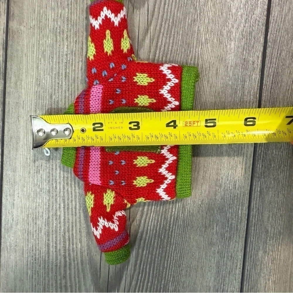 Knitted Christmas Sweater Ornament with D monogram | Knitted Sweater Ornaments